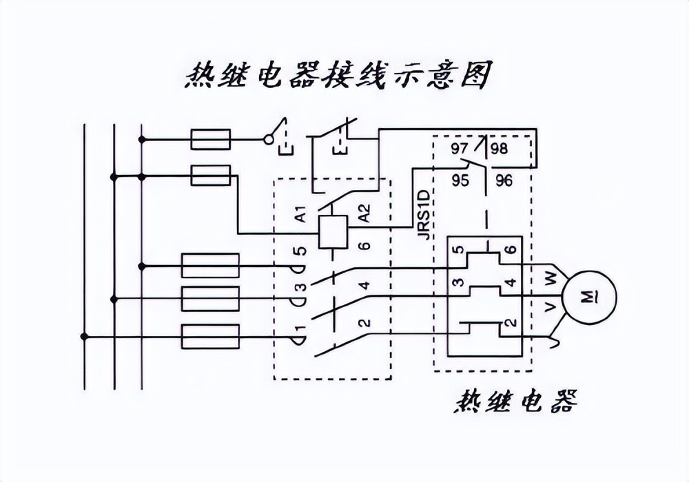 热继电器接线示意图 热继电器接线示意图