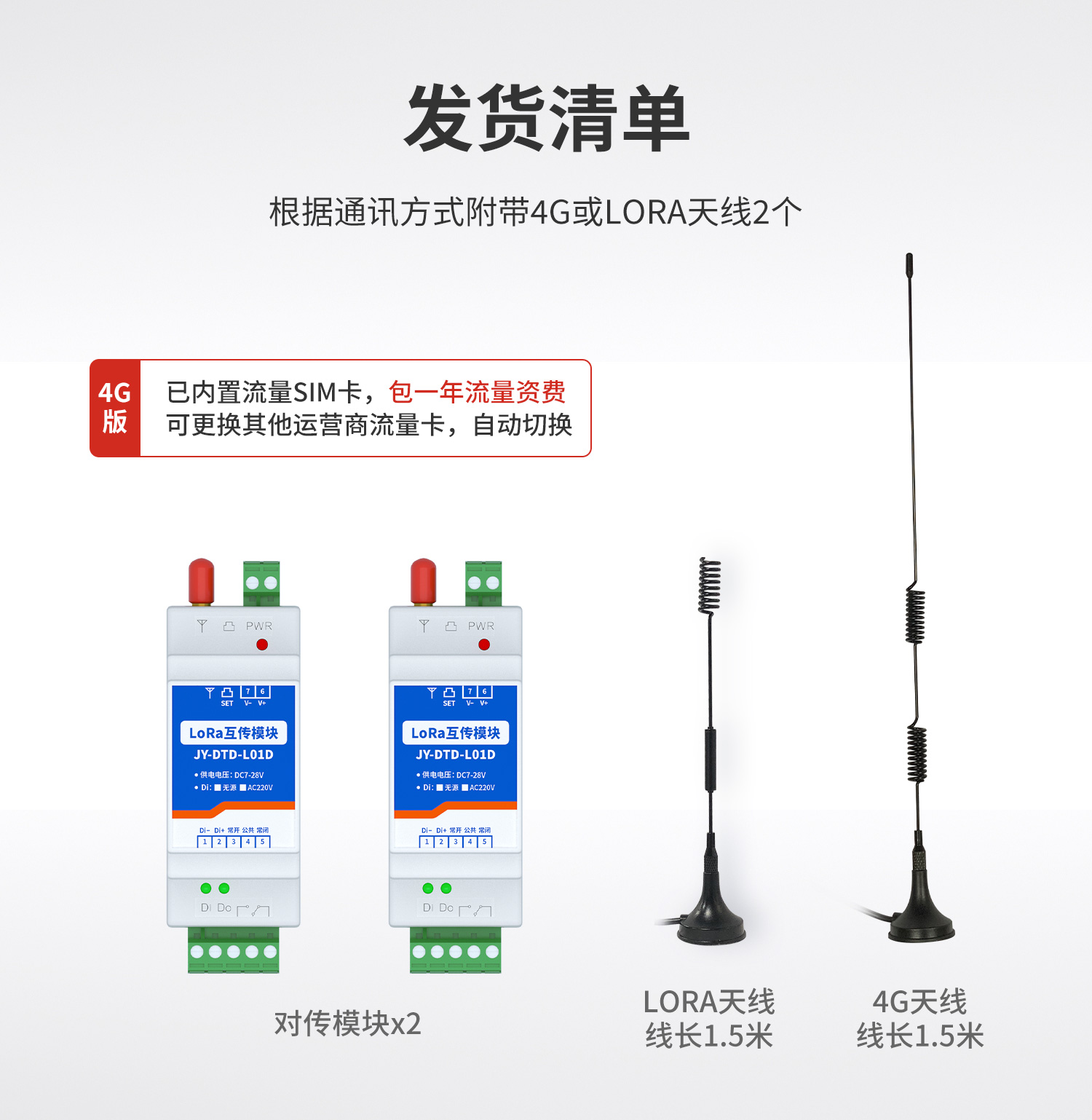开关量对传系列产品发货清单