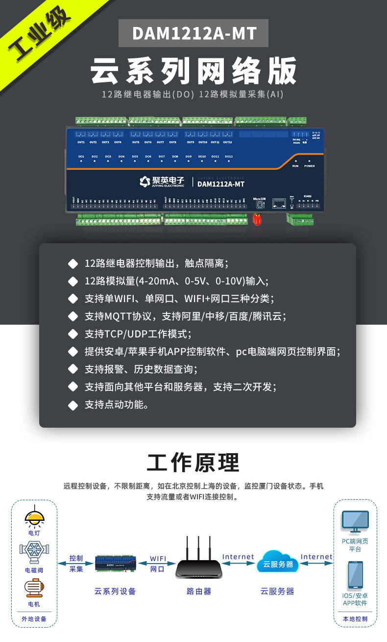 云平台 DAM1212A-MT 网络版 远程智能数采控制器 云平台 DAM1212A-MT 网络版 远程智能数采控制器